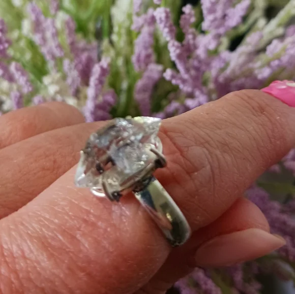 Herkimer Diamond 925 Sterling Silver Ring, Size 9 - Picture 2 of 12